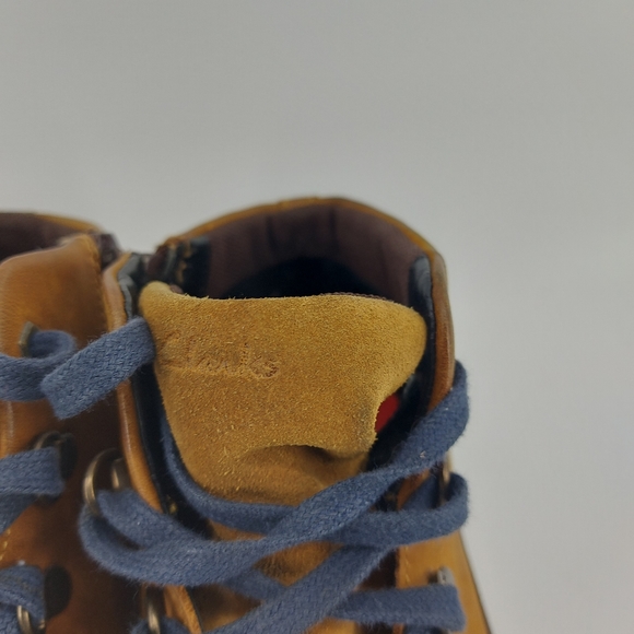 Clarks Boys Fleet Up Gore-Tex GTX Kids Cognac Leather Ankle Boots Size 3 Wide - Picture 4 of 8